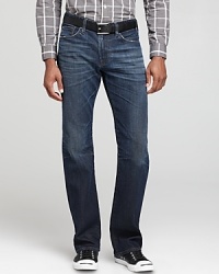 A straight fit provides the much-needed versatility you need from your jeans, and this pair gives you day and night flexibility regardless if you dress it up or down. A straight fit provides the much-needed versatility you need from your jeans, and this pair gives you day and night flexibility regardless if you dress it up or down.