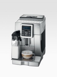 Be your own barista with this compact automatic espresso machine that includes all of the features of a full-size machines, but in a smaller, more convenient size. It's never been easier to create authentic Italian drinks with our patented milk container. Simply slide it onto the front of the machine, place a cup under the nozzle and press any of the one-touch buttons. Be your own barista with this compact automatic espresso machine that includes all of the features of a full-size machines, but in a smaller, more convenient size. It's never been easier to create authentic Italian drinks with our patented milk container. Simply slide it onto the front of the machine, place a cup under the nozzle and press any of the one-touch buttons.