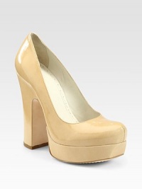 Sleek low-cut patent leather design with a chunky, sculpted heel and platform. Self-covered heel, 5 (125mm)Covered platform, 1½ (40mm)Compares to a 3½ heel (90mm)Patent leather upperLeather liningBuffed leather solePadded insoleImported Sleek low-cut patent leather design with a chunky, sculpted heel and platform. Self-covered heel, 5 (125mm)Covered platform, 1½ (40mm)Compares to a 3½ heel (90mm)Patent leather upperLeather liningBuffed leather solePadded insoleImported