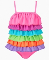 Rainbows colors and ruffles are the perfect pair in this darling two-piece tankini from Flapdoodles. (Clearance) Rainbows colors and ruffles are the perfect pair in this darling two-piece tankini from Flapdoodles. (Clearance)