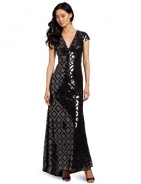 BCBGMAXAZRIA Women's Skylah Embellished Gown With V-Neck