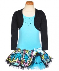 Beautees Rainbow Ruffle Dress (Sizes 4 - 6X) - black/blue, 6