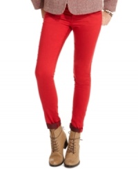 Hot for color: American Rag's five-pocket jeans sport the skinny-leg style you love plus a super-intense red wash! Hot for color: American Rag's five-pocket jeans sport the skinny-leg style you love plus a super-intense red wash!