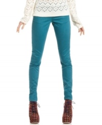 In living color: sporting a cool hue, these five-pocket skinny jeans from American Rag will keep you trend-right for fall. In living color: sporting a cool hue, these five-pocket skinny jeans from American Rag will keep you trend-right for fall.
