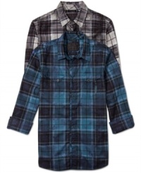 Retrofit long sleeve plaid Palmer shirts with asymmetrical flap pockets by Guess Jeans are always great with jeans and kicks. Retrofit long sleeve plaid Palmer shirts with asymmetrical flap pockets by Guess Jeans are always great with jeans and kicks.