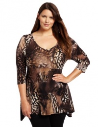 Karen Kane Women's Plus-Size Animal Handkerchief Top Karen Kane Women's Plus-Size Animal Handkerchief Top