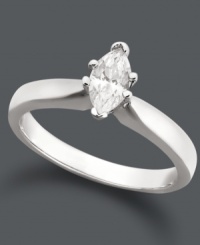 Make a solitaire statement. This stunning diamond engagement ring features a certified, marquise-cut diamond (3/8 ct. t.w.) set in 14k white gold. Make a solitaire statement. This stunning diamond engagement ring features a certified, marquise-cut diamond (3/8 ct. t.w.) set in 14k white gold.