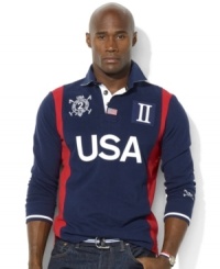 A modern, trim-fitting cotton rugby shirt pays sporty homage to your favorite team. A modern, trim-fitting cotton rugby shirt pays sporty homage to your favorite team.