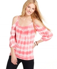 Tie-dye adds a relaxed touch to INC's sexy, shoulderless top! A smattering of studs in front gives this piece extra edge. Tie-dye adds a relaxed touch to INC's sexy, shoulderless top! A smattering of studs in front gives this piece extra edge.