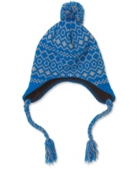 Warm up in the casual comfort of this Fairisle Peruvian hat from American Rag. Warm up in the casual comfort of this Fairisle Peruvian hat from American Rag.