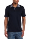 Michael Kors Men's Short Sleeve Woven Collar Polo Shirt