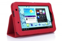 SupCase Samsung Galaxy Tab 2 7.0 GT-P3113 Slim Fit Leather Case with Stand - Red
