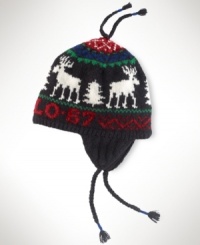 A wool reindeer-print hat, inspired by vintage intarsia-knit caps, adds heritage character to your look while keeping you warm with fleece-lined earflaps. A wool reindeer-print hat, inspired by vintage intarsia-knit caps, adds heritage character to your look while keeping you warm with fleece-lined earflaps.
