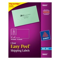 Avery Easy Peel Clear Shipping Labels for Inkjet Printers, 2 x 4-Inches, Pack of 100 (18663) Avery Easy Peel Clear Shipping Labels for Inkjet Printers, 2 x 4-Inches, Pack of 100 (18663)