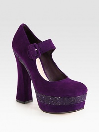 EXCLUSIVELY AT SAKS in Blue. Glittery details transform a classic Mary Jane silhouette on a towering platform and heel. Self-covered heel, 5½ (140mm)Suede and glitter-coated platform, 1¾ (45mm)Compares to a 3¾ heel (95mm)Suede upperAdjustable ankle strapLeather lining and solePadded insoleMade in Italy EXCLUSIVELY AT SAKS in Blue. Glittery details transform a classic Mary Jane silhouette on a towering platform and heel. Self-covered heel, 5½ (140mm)Suede and glitter-coated platform, 1¾ (45mm)Compares to a 3¾ heel (95mm)Suede upperAdjustable ankle strapLeather lining and solePadded insoleMade in Italy