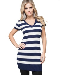 G2 Chic Women's Basic Striped V-Neckknit Tunic Sweater