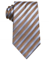 In a fresh stripe, this tie from Geoffrey Beene reimagines your workplace standard. In a fresh stripe, this tie from Geoffrey Beene reimagines your workplace standard.