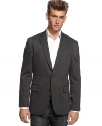 With a sophisticated charcoal style, this blazer from Bar III steps up your dresswear game. With a sophisticated charcoal style, this blazer from Bar III steps up your dresswear game.