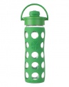 Lifefactory 16-Ounce Glass Beverage Bottle with Flip Top Cap, Grass Green