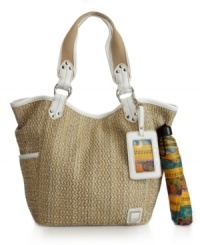 Satisfy your island-dreaming with the Maui Tote from Tyler Rodan. This vacation-ready design features sleek contrast trim, a luggage tag and coordinating umbrella. Satisfy your island-dreaming with the Maui Tote from Tyler Rodan. This vacation-ready design features sleek contrast trim, a luggage tag and coordinating umbrella.