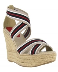 Go rogue with the Renegade sandal from Mia. Seasonal espadrille styling brings a homespun charm to the elevated wedge. Go rogue with the Renegade sandal from Mia. Seasonal espadrille styling brings a homespun charm to the elevated wedge.
