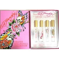 Ed Hardy 4 Piece Deluxe Rollerball Eau De Parfum Gift Set for Women 0.34 oz - Ed Hardy, Hearts & Daggers, Born Wild & Villain Perfume