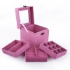Aspire Lint Jewelry Box / Jewelry Organizer, Three-layer, 4.5 x 4.5 x 4.5 - Pink, Gift Idea