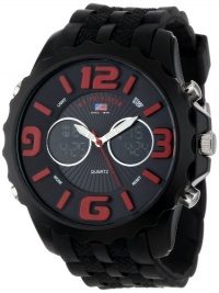 U.S. Polo Assn. Sport Men's US9117  Black Silicone Analog Digital Watch