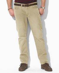 Casual pants tailored from sun-faded mid-weight chino, designed for authentic five-pocket styling and a straight leg. Standard-rise belted waist with Ralph Lauren's signature shank closure. Five-pocket jean styling with signature metal rivets. Flat-front with a timeworn, vintage feel. Casual pants tailored from sun-faded mid-weight chino, designed for authentic five-pocket styling and a straight leg. Standard-rise belted waist with Ralph Lauren's signature shank closure. Five-pocket jean styling with signature metal rivets. Flat-front with a timeworn, vintage feel.