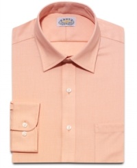 With a punch of fresh apricot, this Eagle dress shirt takes no prisoners in your work wardrobe. With a punch of fresh apricot, this Eagle dress shirt takes no prisoners in your work wardrobe.