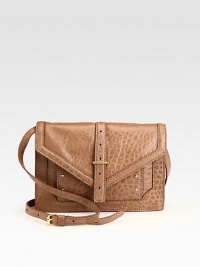 Beautiful textured leather with a versatile detachable strap.Detachable adjustable shoulder strap, 19½-22¾ dropSlide strap flap closureOne outside zip pocketOne zip pocket under flapCanvas lining9W X 6¼H X 1½DImported Beautiful textured leather with a versatile detachable strap.Detachable adjustable shoulder strap, 19½-22¾ dropSlide strap flap closureOne outside zip pocketOne zip pocket under flapCanvas lining9W X 6¼H X 1½DImported