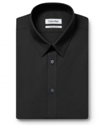 Streamline your look in this slim-fit dress shirt from Calvin Klein. Streamline your look in this slim-fit dress shirt from Calvin Klein.