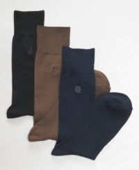 With moisture-wicking properties and an eco-friendly design, these sleek logo sock from Perry Ellis will keep your feet comfortably dry. With moisture-wicking properties and an eco-friendly design, these sleek logo sock from Perry Ellis will keep your feet comfortably dry.