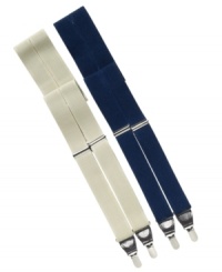 Capture iconic business style with these clip-on suspenders from Club Room. Capture iconic business style with these clip-on suspenders from Club Room.