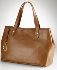 Designed for timeless sophistication in a softly structured silhouette, this richly textured leather shopper from Lauren by Ralph Lauren is adorned with polished metal hardware and subtle embossing for a signature touch. Designed for timeless sophistication in a softly structured silhouette, this richly textured leather shopper from Lauren by Ralph Lauren is adorned with polished metal hardware and subtle embossing for a signature touch.