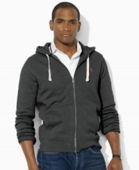 A classic-fitting full-zip hoodie in soft-washed cotton fleece is smooth on one side with a soft, fuzzy interior. A classic-fitting full-zip hoodie in soft-washed cotton fleece is smooth on one side with a soft, fuzzy interior.