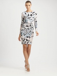 Featuring a 60s-inspired print, a jersey dress with a body-hugging fit and waist-flattering center ruching.Round neckLong sleevesRuched centerAllover printSide zipperAbout 23 from natural waistRayonDry cleanMade in Italy of imported fabricSIZE & FIT Model shown is 5'10½ (179cm) wearing a US size 4. Featuring a 60s-inspired print, a jersey dress with a body-hugging fit and waist-flattering center ruching.Round neckLong sleevesRuched centerAllover printSide zipperAbout 23 from natural waistRayonDry cleanMade in Italy of imported fabricSIZE & FIT Model shown is 5'10½ (179cm) wearing a US size 4.