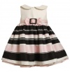 Pink Black White Striped Buckle-Bow Shantung Dress PI1TF,Bonnie Jean Baby-Infant Special Occasion Flower Girl Party Dress
