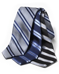 Textured multi stripe tie in silk satin. Textured multi stripe tie in silk satin.