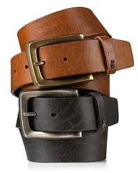 Rendered in distressed leather, this John Varvatos belt is a rugged yet luxe off-hours essential. Rendered in distressed leather, this John Varvatos belt is a rugged yet luxe off-hours essential.