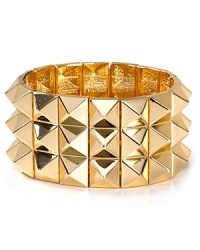 Inject some serious edge into your jewelry box with this bold, spiked bracelet from nOir. Punk with a pretty side, it's a rebellious addition to your arm army. Inject some serious edge into your jewelry box with this bold, spiked bracelet from nOir. Punk with a pretty side, it's a rebellious addition to your arm army.