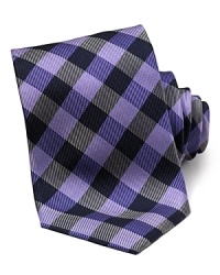Tie in silk twill. Diagonal black and purple check all over. Tie in silk twill. Diagonal black and purple check all over.