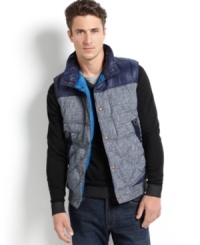 A color-blocked vest from BOSS Orange that's perfect for all the times when you want warmth-and style-without disappearing into a bulky puffer parka. A color-blocked vest from BOSS Orange that's perfect for all the times when you want warmth-and style-without disappearing into a bulky puffer parka.