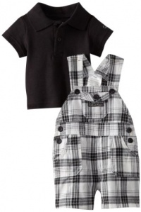 Calvin Klein Baby-Boys Newborn Polo Top With Plaided Shortall, Black, 3/6 Months Calvin Klein Baby-Boys Newborn Polo Top With Plaided Shortall, Black, 3/6 Months