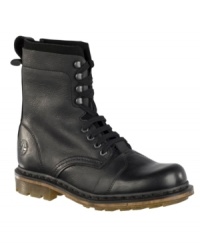 Ready for a pair of men's boots that will give you the rough and tumble look you've been seeking? Distressed details and smooth leather panels make these rugged Dr. Martens boots for men a great choice for your off-the-clock wardrobe. Ready for a pair of men's boots that will give you the rough and tumble look you've been seeking? Distressed details and smooth leather panels make these rugged Dr. Martens boots for men a great choice for your off-the-clock wardrobe.