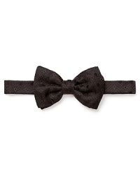 Add verve to your formal attire with a spruced-up bow tie from Salvatore Ferragamo, rendered in soft Italian silk for the look and feel of luxury. Add verve to your formal attire with a spruced-up bow tie from Salvatore Ferragamo, rendered in soft Italian silk for the look and feel of luxury.