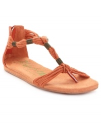 Tied up in cuteness. Blowfish's Bria flat sandals are made of ropes with accents along the vamp and ankle and an on-trend back zipper.