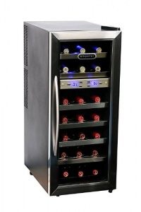 Whynter WC-211DZ 21 Bottle Dual Temperature Zone Wine Cooler, Stainless Steel Trimmed Glass Door with Black Cabinet Whynter WC-211DZ 21 Bottle Dual Temperature Zone Wine Cooler, Stainless Steel Trimmed Glass Door with Black Cabinet
