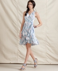 This charming wrap dress makes a statement with a ruffled trim, full skirt and allover paisley print. Pair it with strappy sandals for style that works at a garden party or on city streets! This charming wrap dress makes a statement with a ruffled trim, full skirt and allover paisley print. Pair it with strappy sandals for style that works at a garden party or on city streets!