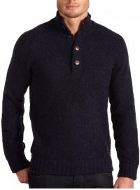 Vince Navy Blue Thick Wool Henley Sweater Medium M Standing Collar Vince Navy Blue Thick Wool Henley Sweater Medium M Standing Collar